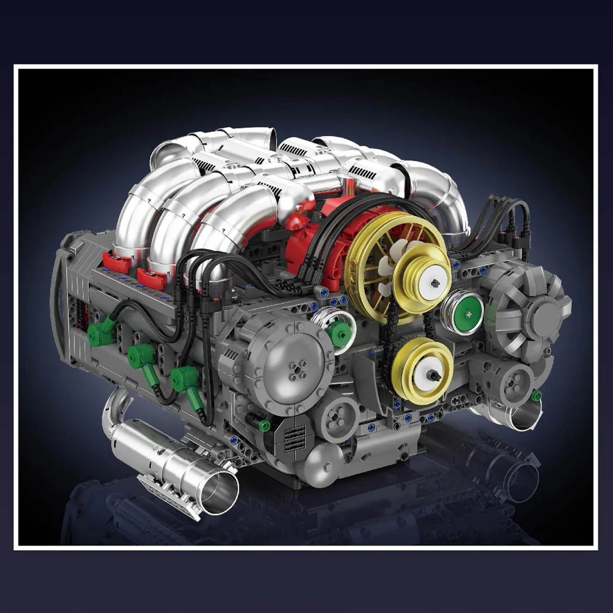 Brick MOC Functional Flat 6 Boxer Engine | 2374pcs - Brick Car Merchant