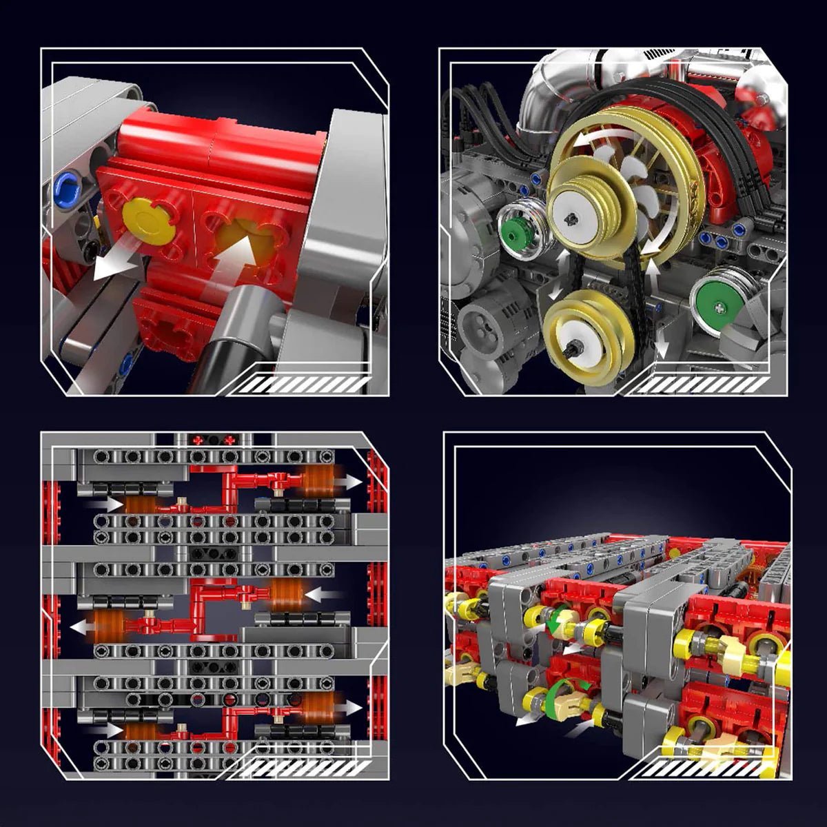 Brick MOC Functional Flat 6 Boxer Engine | 2374pcs - Brick Car Merchant