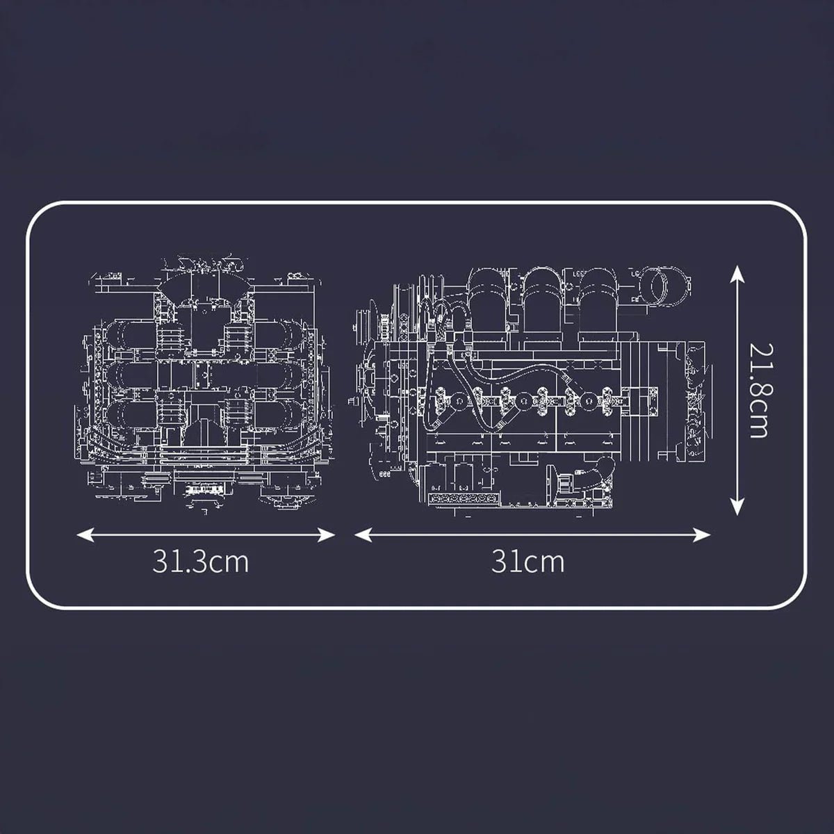 Brick MOC Functional Flat 6 Boxer Engine | 2374pcs - Brick Car Merchant