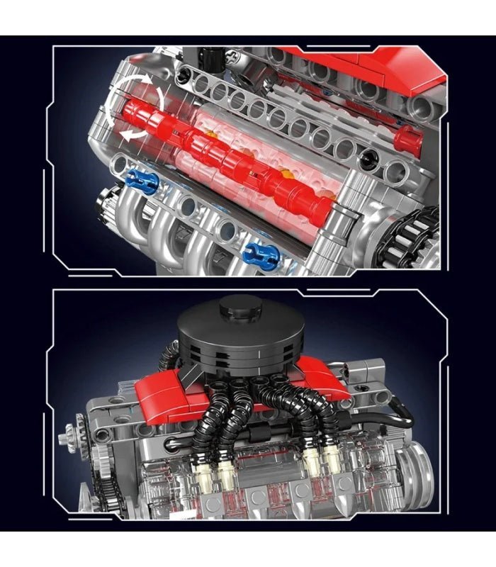 Brick MOC Functional LSX454 V8 Engine | 487pcs - Brick Car Merchant