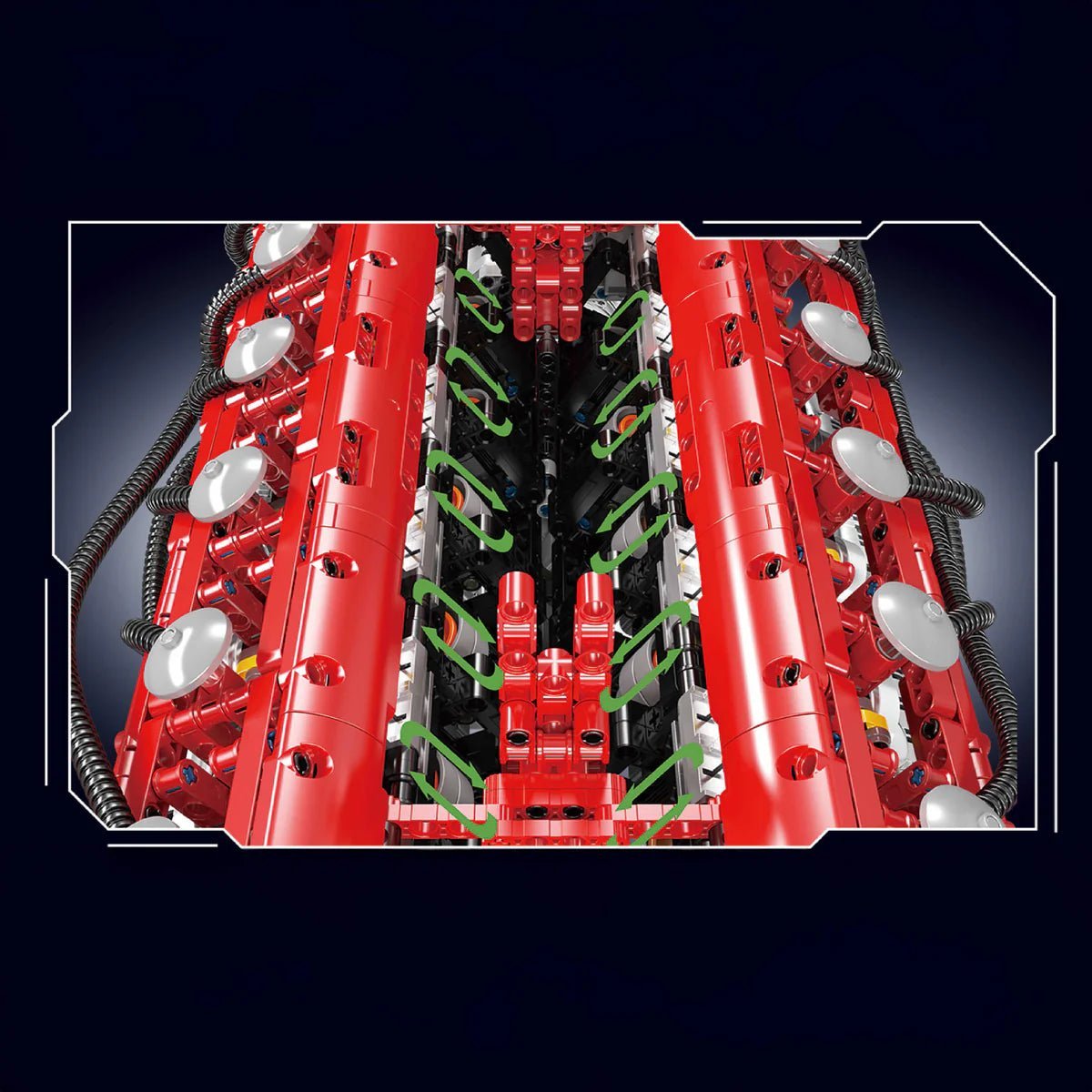 Brick MOC Functional V12 Engine & Gearbox | 3471pcs - Brick Car Merchant