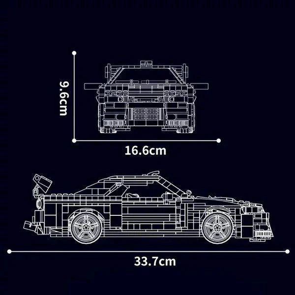 Brick MOC Godzilla Skyline R34 GTR | 1471pcs - Brick Car Merchant