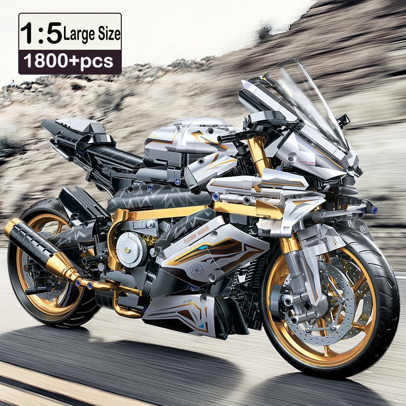 Brick MOC Gold Cyberpunk Superbike | 2000pcs - Brick Car Merchant