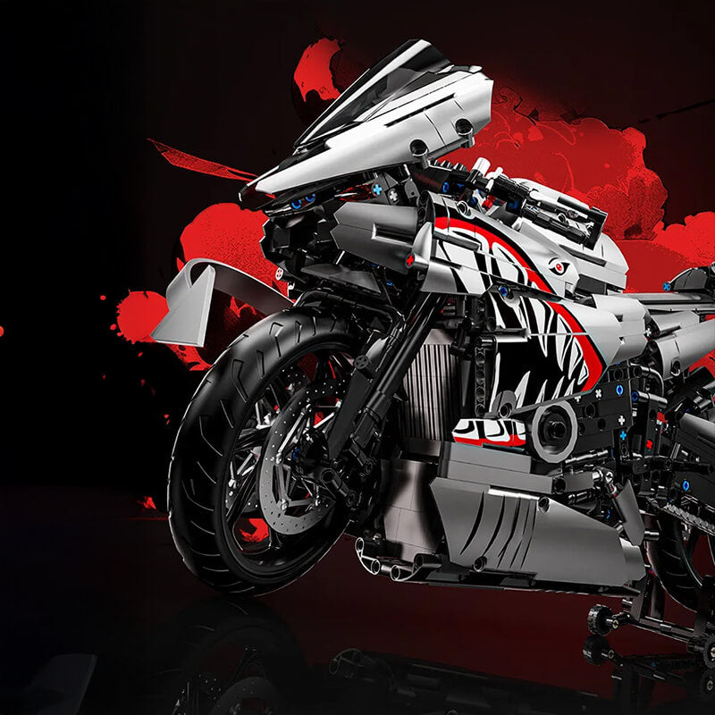 Brick MOC Gunmetal Shark Japanese Sportbike | 2127pcs - Brick Car Merchant