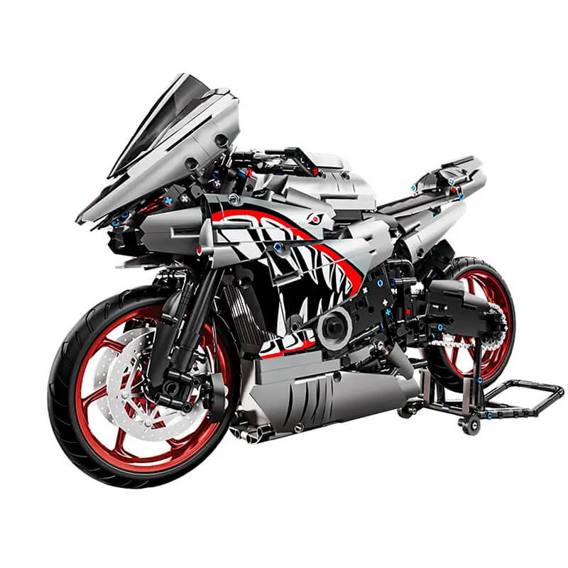Brick MOC Gunmetal Shark Japanese Sportbike | 2127pcs - Brick Car Merchant