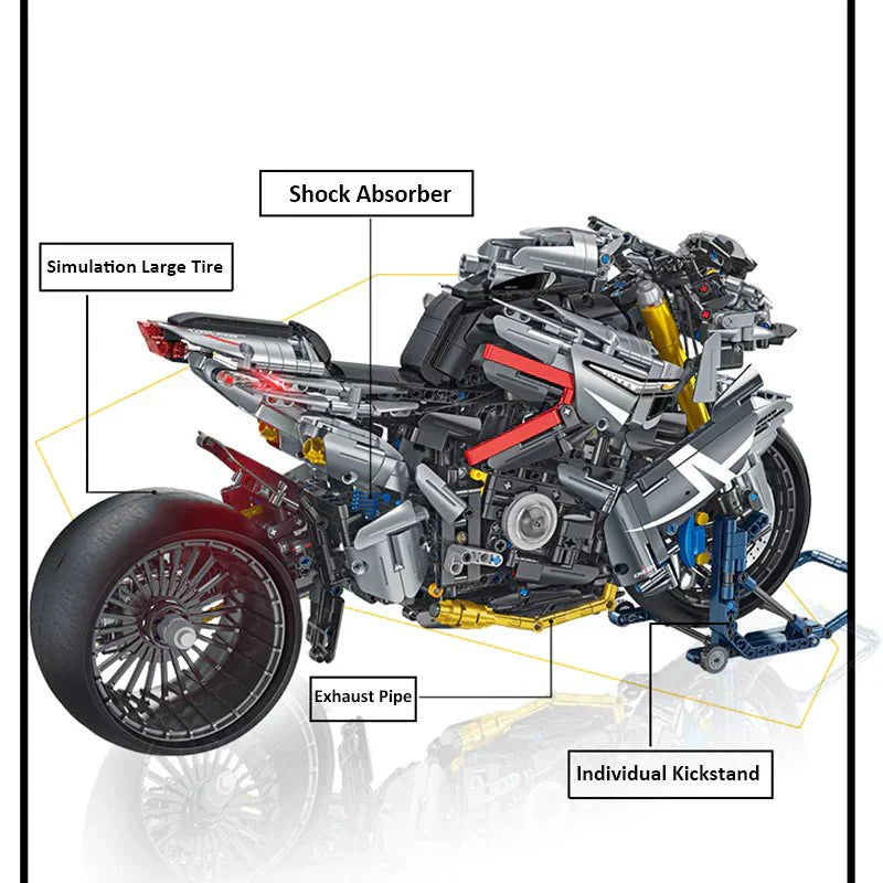 Brick MOC Hyper Naked Street Bike | 2426pcs - Brick Car Merchant