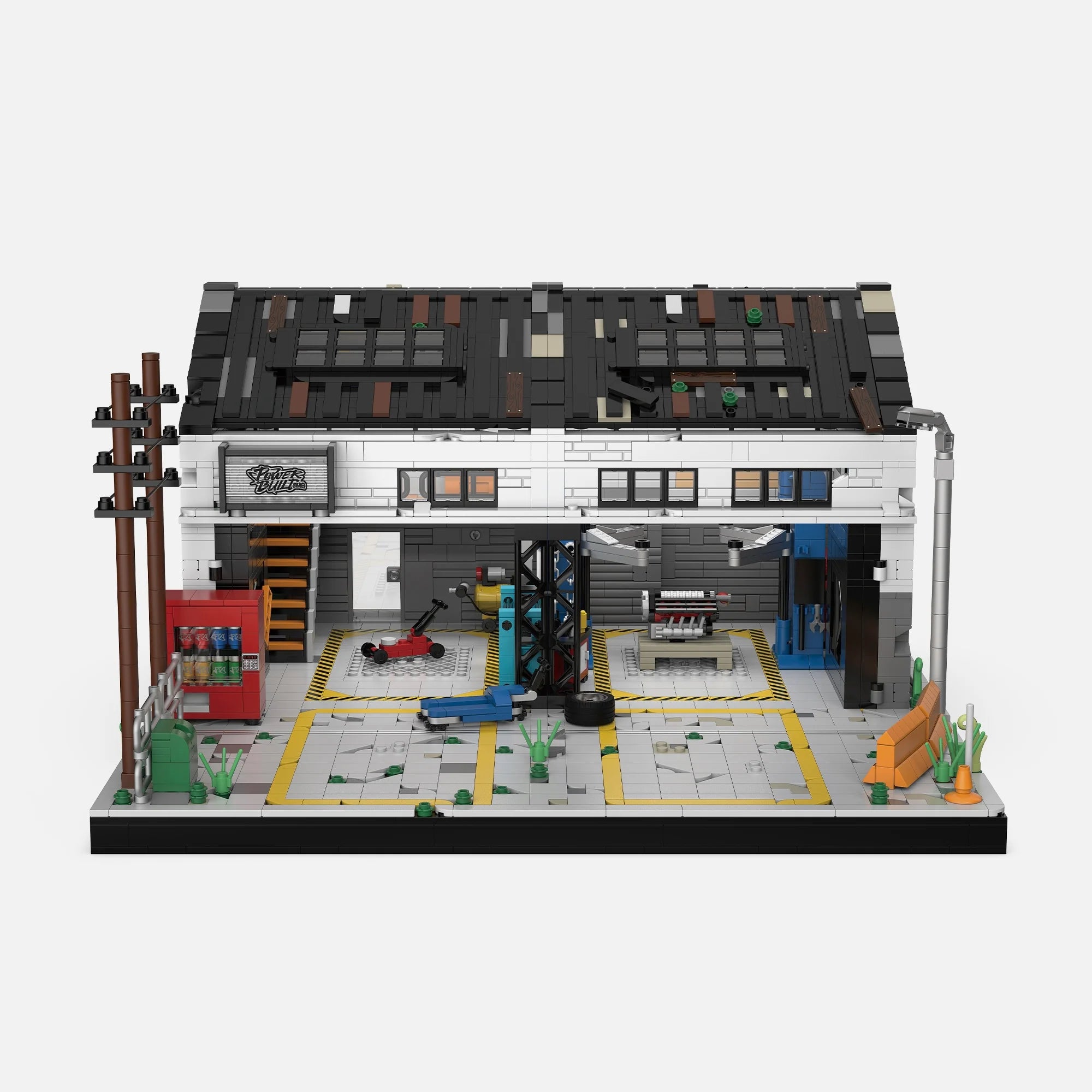 Brick MOC Auto Repair Shop with LED Lights | 3000 pcs - Brick Car Merchant