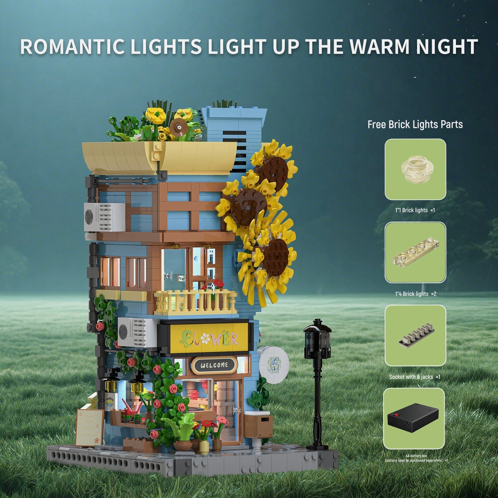 Brick MOC The Sunflower House | 1582pcs - Brick Car Merchant