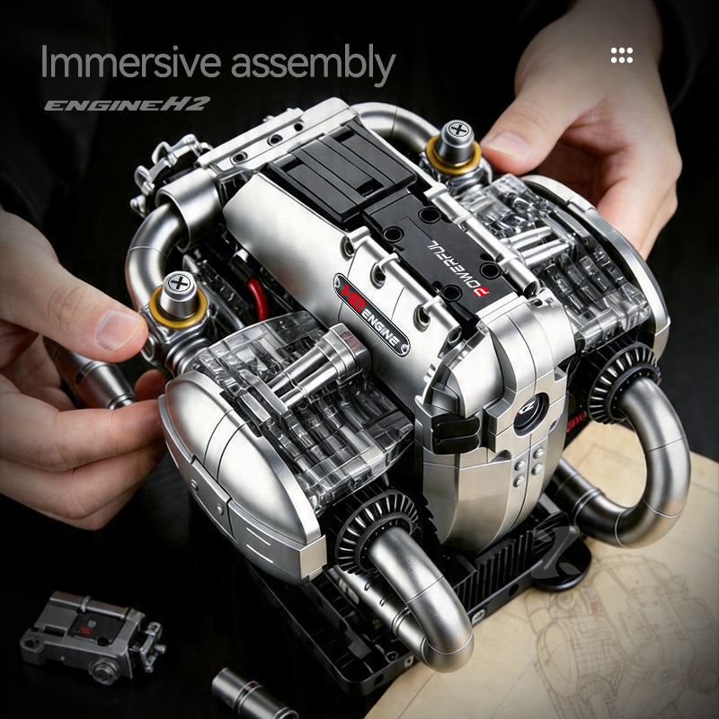Brick MOC BMW Boxer H2 Motorised Engine | 918 pieces - Brick Car Merchant