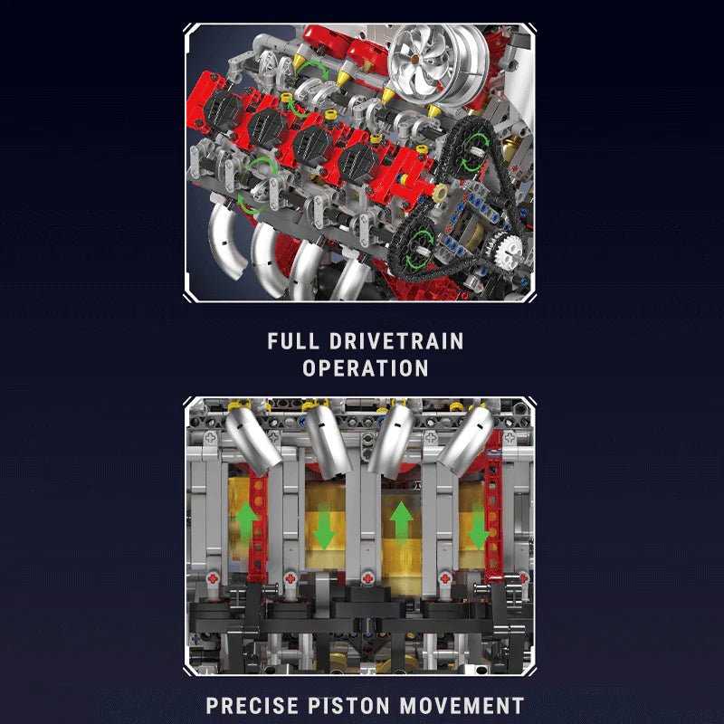 Brick MOC Italian F488 V8 Engine | 2717pcs - Brick Car Merchant