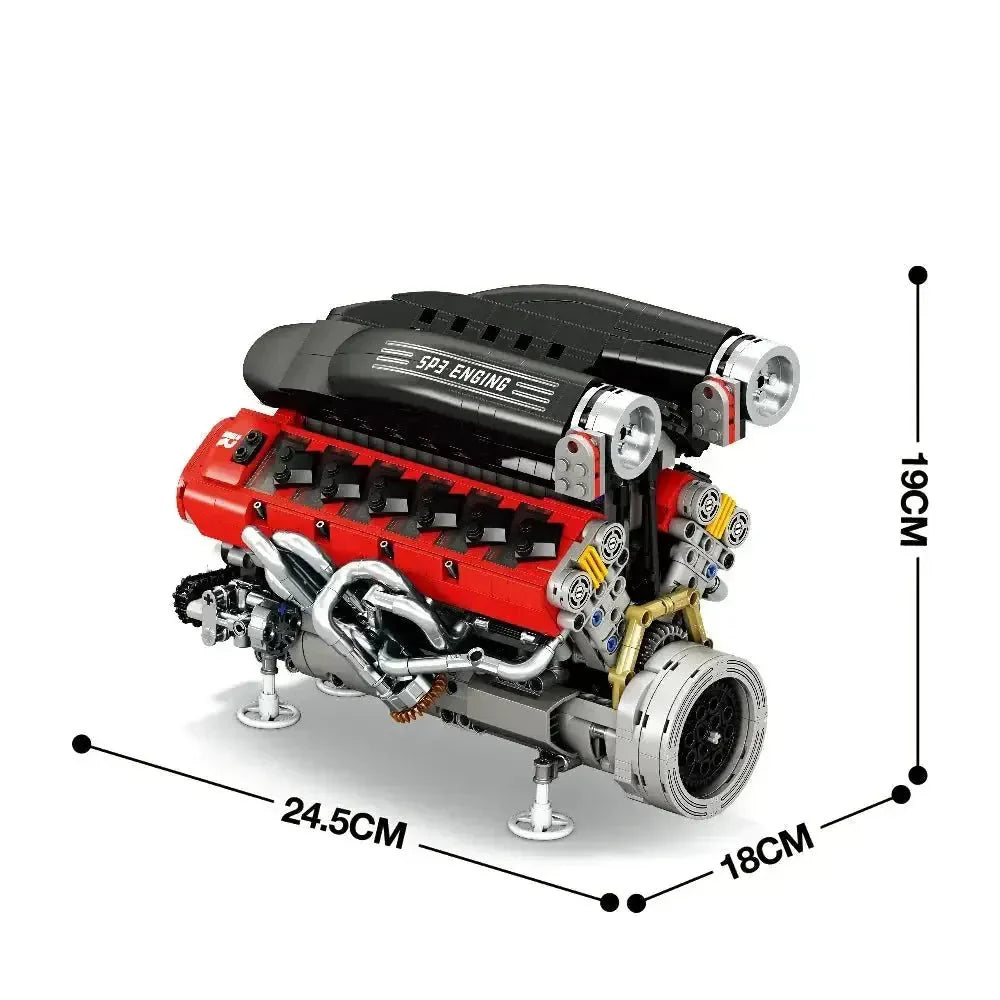 Brick MOC Italian V12 6.5 SP3 Engine | 1240pcs - Brick Car Merchant