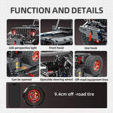 LEGO MOC Jeep Wrangler "Dark Matter" Off-Road Building Kit | Remote Control, Opening Features, Trailer Hook, LED Lights, All-Terrain, 2272 pcs - Brick Car Merchant LEGO MOC Jeep Wrangler "Dark Matter" Off-Road Building Kit | Remote Control, Opening Features, Trailer Hook, LED Lights, All-Terrain, 2272 pcs - Brick Car Merchant