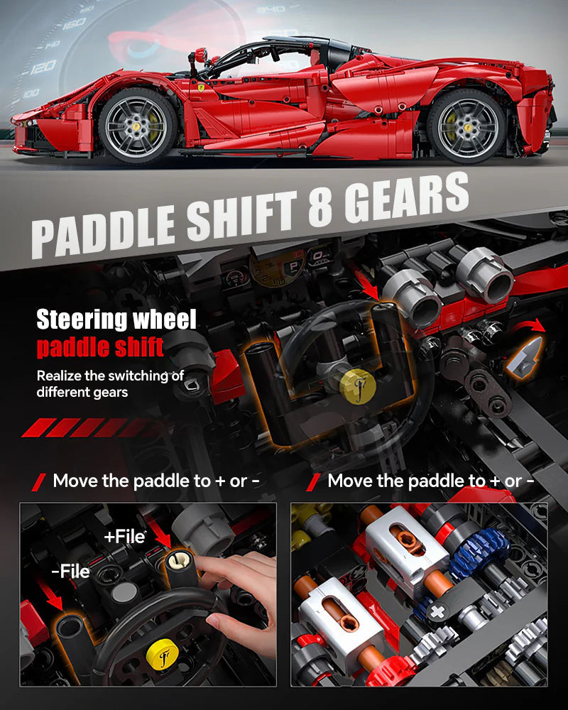 Brick MOC LaFerrari C6 Sportcar Building Kit | Butterfly Doors, Paddle Shifter, Signature Features, 4739 pcs - Brick Car Merchant