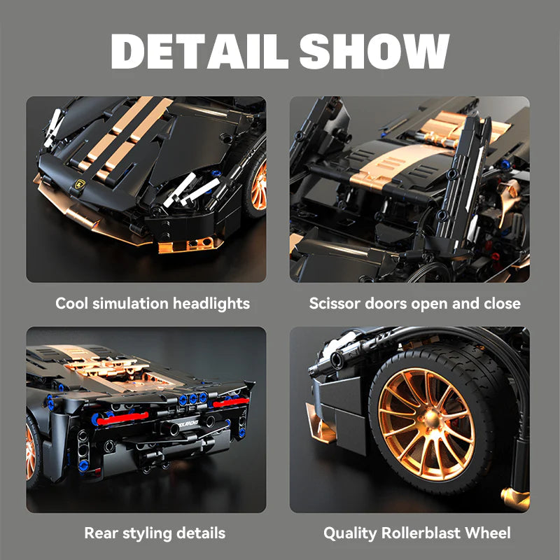 Brick MOC Lamborghini P1 Sports Car | Remote Control, Opening Features, 1309 pcs - Brick Car Merchant