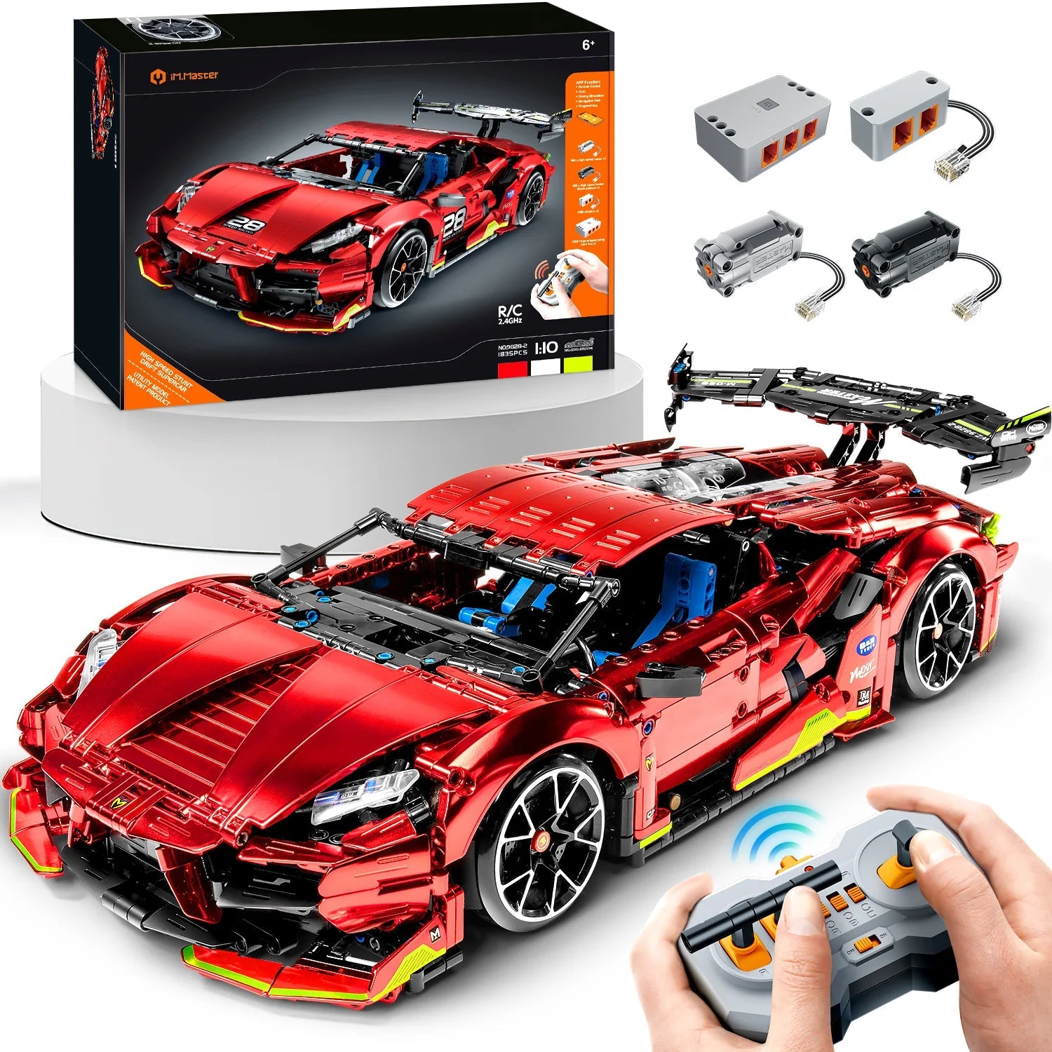 Brick MOC Lamborghini Plated | Remote Control, Drift, Electric Chassis Lifting, 1889 pcs - Brick Car Merchant