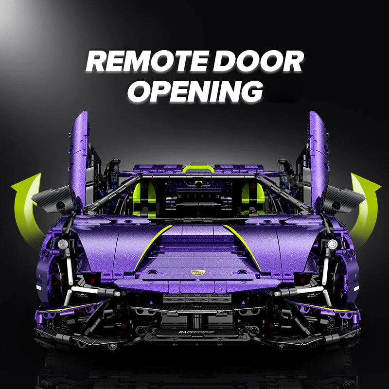 Brick MOC Lamborghini Supercar Comet Purple | Remote Control, Electric Doors, Electric Convertible Top, V10 Engine, Custom Starry Sky Finish, 3654pcs - Brick Car Merchant