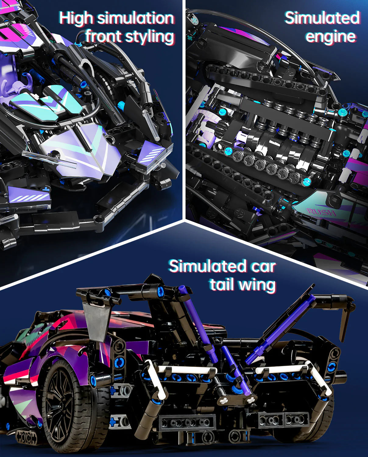 Brick MOC Lamborghini V12 Sports Car | Remote Control, Opening Features, 1124 pcs - Brick Car Merchant