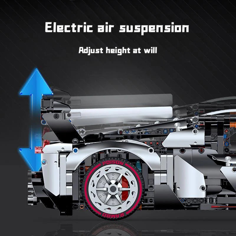 Brick MOC Lamborghini VENENO Silver Grey | Remote Control, Electric Air Suspension, Scissor Doors, Exclusive Body Panels, Exclusive Tire Alloys, 3711 pcs - Brick Car Merchant