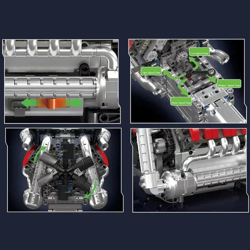 Brick MOC M8 Twin-Turbocharged V8 | 1169pcs - Brick Car Merchant