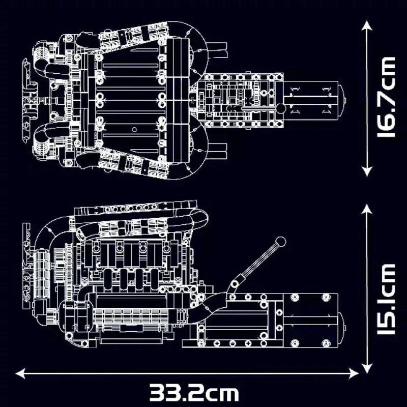 Brick MOC M8 Twin-Turbocharged V8 | 1169pcs - Brick Car Merchant