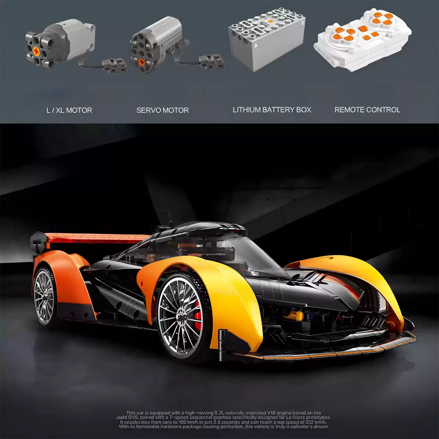 Brick MOC McLaren Solus-GT P1 Building Bricks Set | Remote Control, Spray Gradient Finish, Exclusive Molds, 2135pcs - Brick Car Merchant