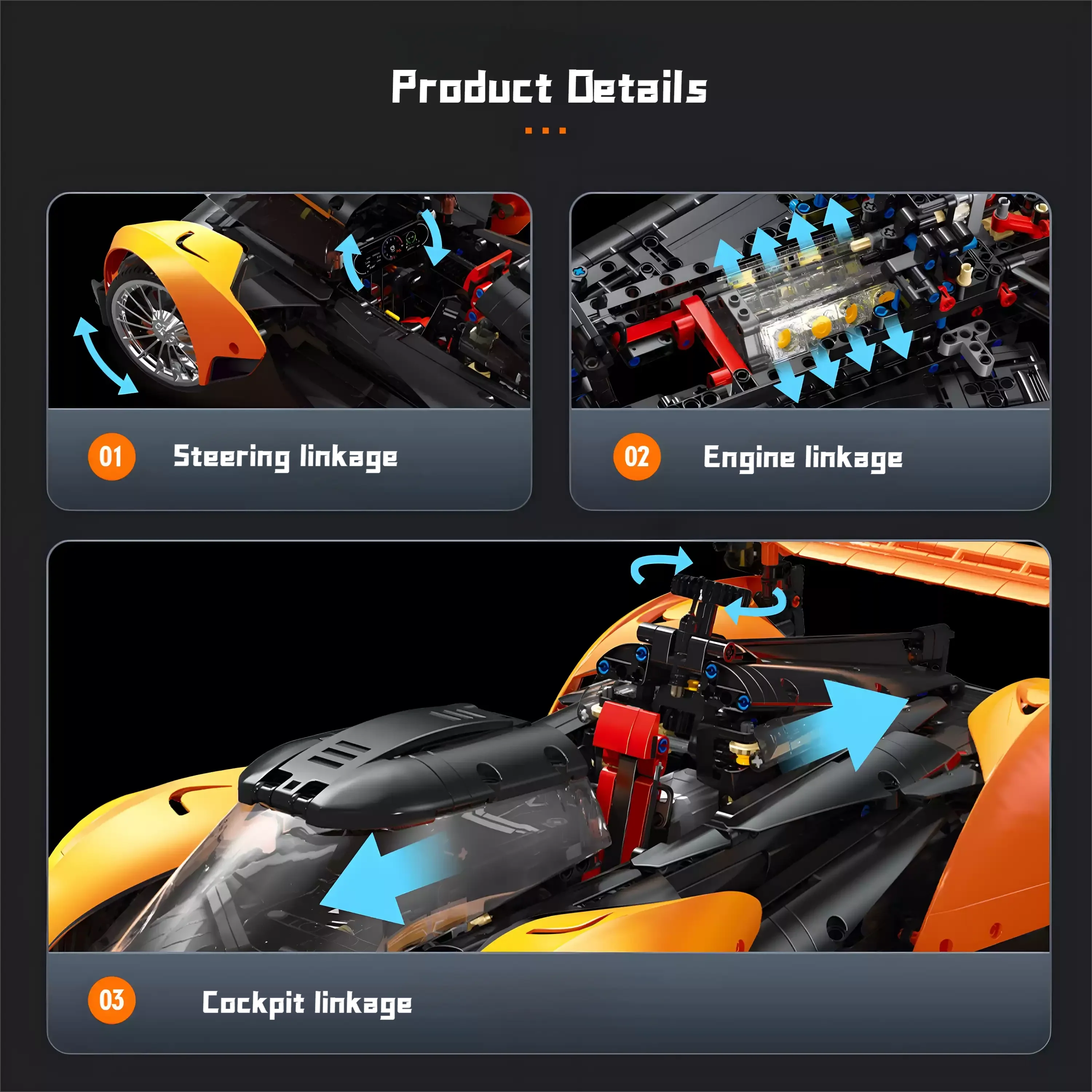 Brick MOC McLaren Solus-GT P1 Building Bricks Set | Remote Control, Spray Gradient Finish, Exclusive Molds, 2135pcs - Brick Car Merchant