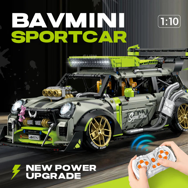 Brick MOC Mini The British Bug | Remote Control, Electric Spray System, Electric Air Suspension, Electric Rear Wing, 2550 pcs - Brick Car Merchant