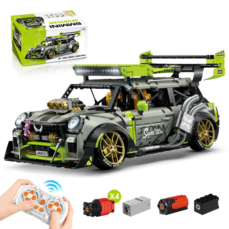Brick MOC Mini The British Bug | Remote Control, Electric Spray System, Electric Air Suspension, Electric Rear Wing, 2550 pcs - Brick Car Merchant
