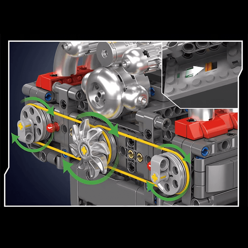 Brick MOC Motorized Flat-6 Boxer Engine | 608pcs - Brick Car Merchant