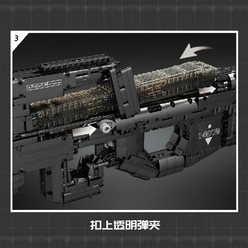Brick MOC Motorized P90 SMG | 1589pcs - Brick Car Merchant
