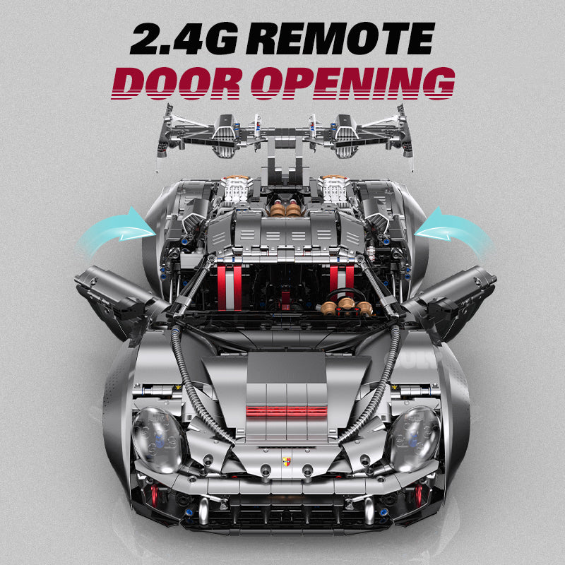 Brick MOC Porsche 918 | Remote Control, Electric Doors, Electric Air Suspension, LED features, Steam Spray System, 4306 pcs - Brick Car Merchant