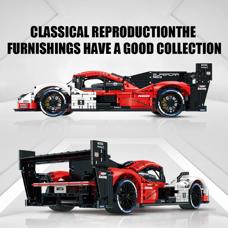 Brick MOC Porsche 963 Race Car Building Bricks Set | Remote Control, Opening Features, Detailed Look, 3460pcs - Brick Car Merchant