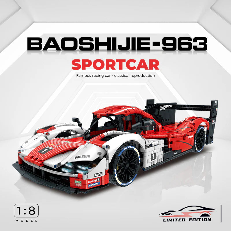 Brick MOC Porsche 963 Race Car Building Bricks Set | Remote Control, Opening Features, Detailed Look, 3460pcs - Brick Car Merchant