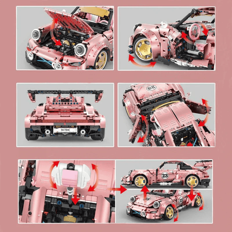 Brick MOC Porsche 993 RWB Stanced | Remote Control, Opening Features, 2368 pcs - Brick Car Merchant