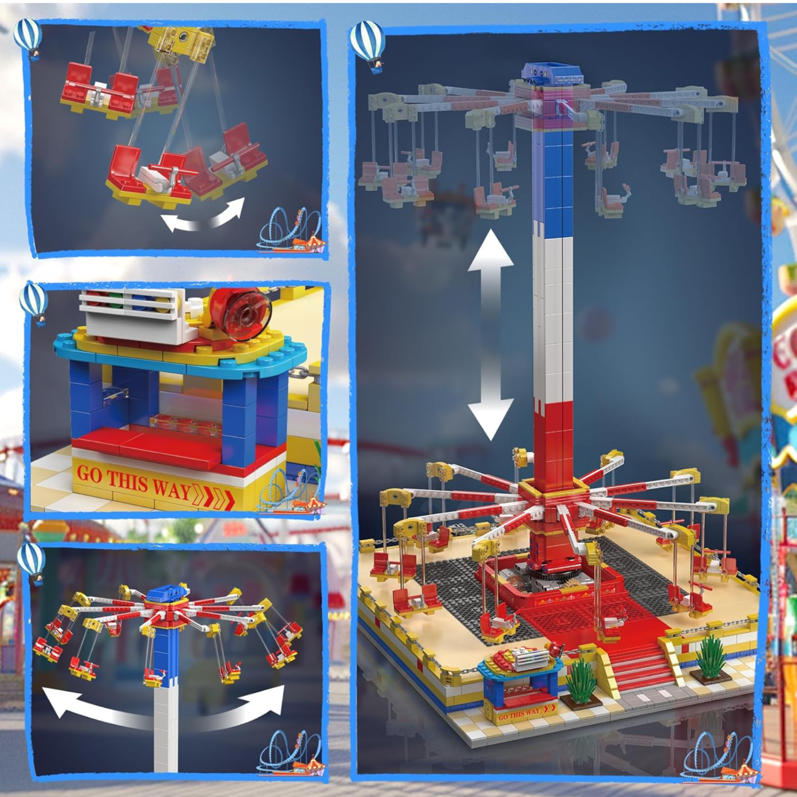 Brick MOC Motorised Swing Carousel | 1580pcs - Brick Car Merchant