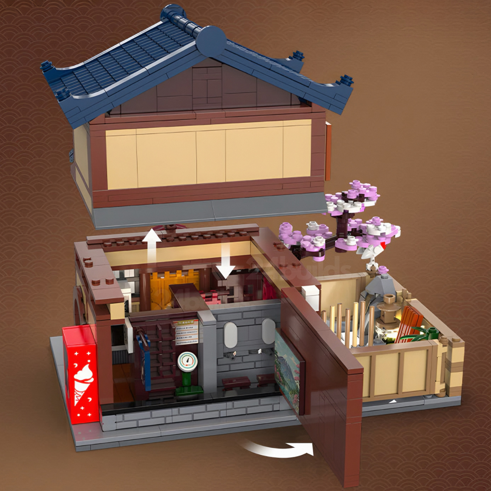 Brick MOC Japanese Sento | 1250pcs - Brick Car Merchant