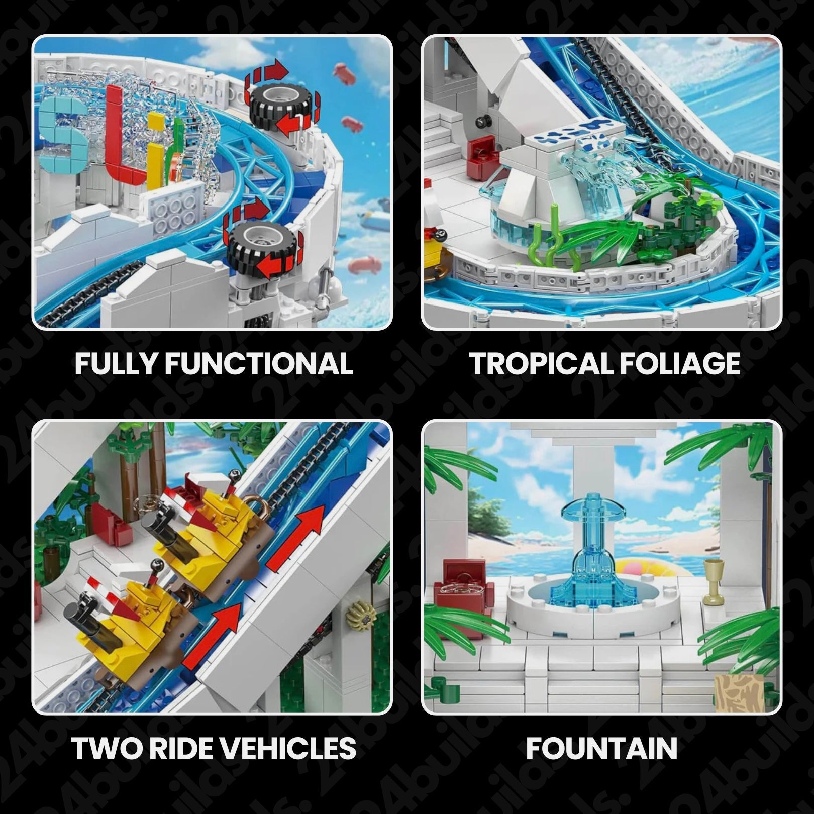 Brick MOC Motorised Water Slide | 2088pcs - Brick Car Merchant