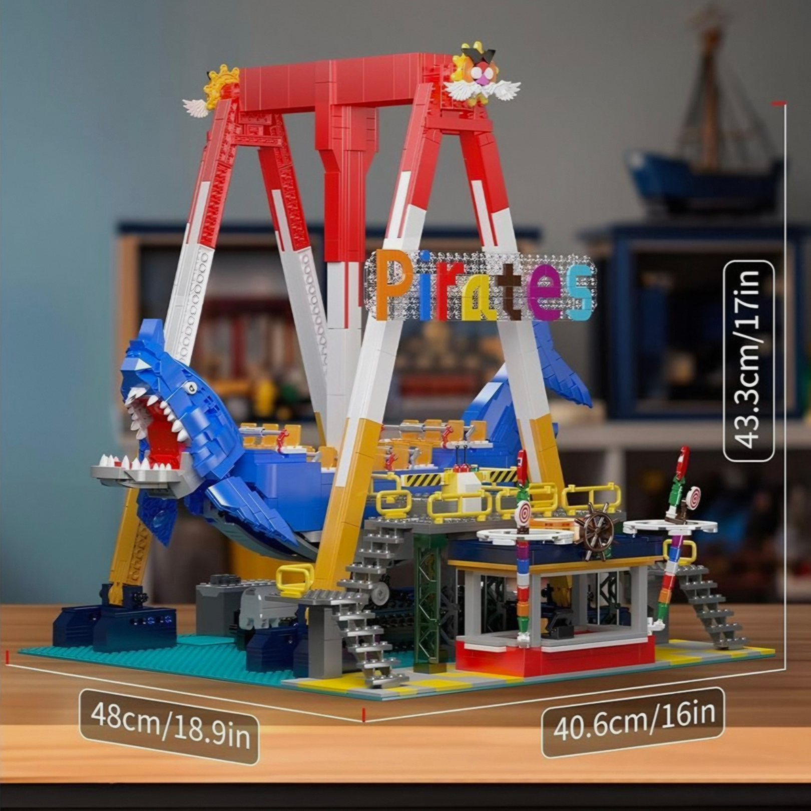 Brick MOC Motorised Shark Swing Ride | 1922pcs - Brick Car Merchant