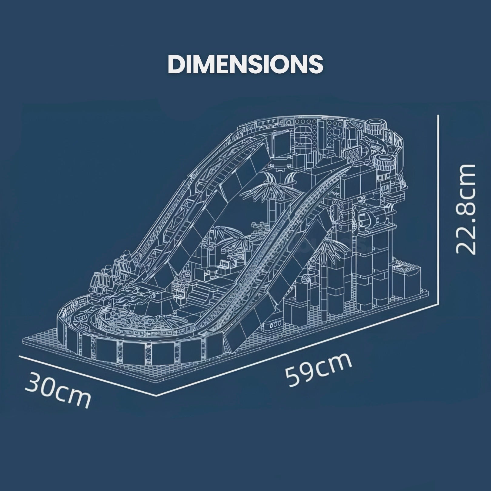 Brick MOC Motorised Water Slide | 2088pcs - Brick Car Merchant