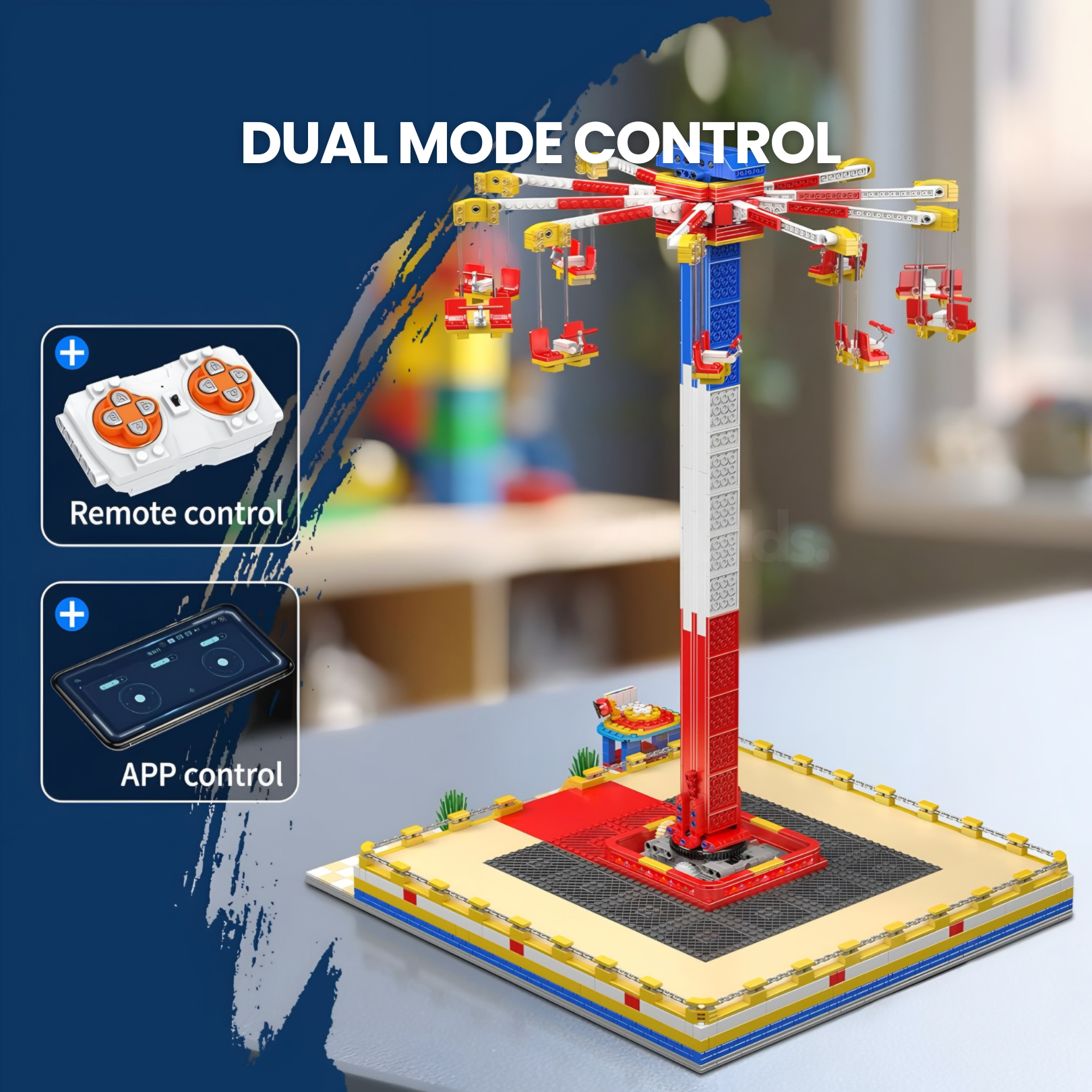 Brick MOC Motorised Swing Carousel | 1580pcs - Brick Car Merchant
