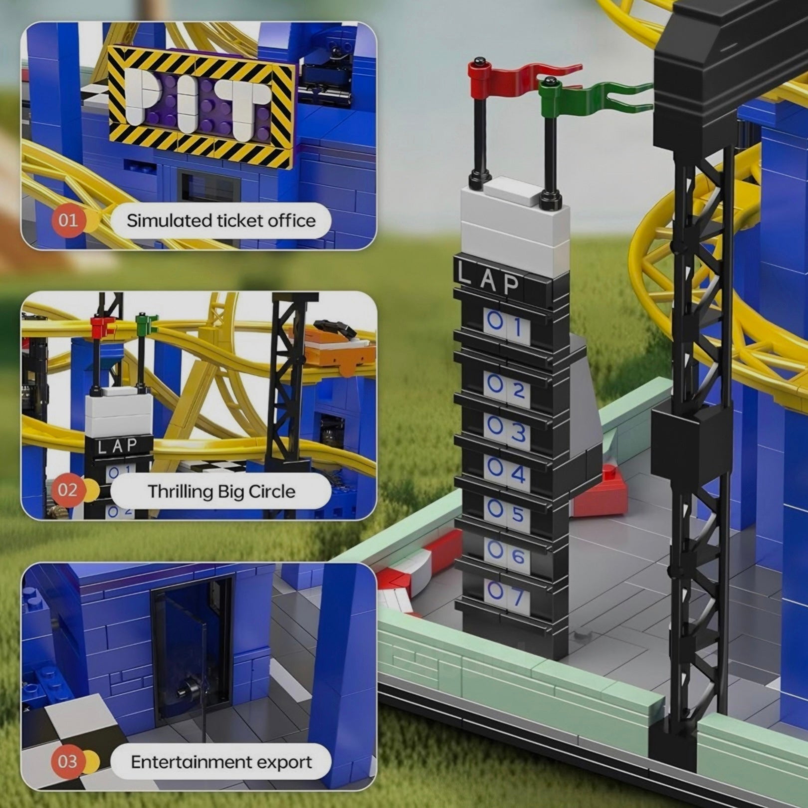 Brick MOC Motorised Roller Coaster | 1708pcs - Brick Car Merchant