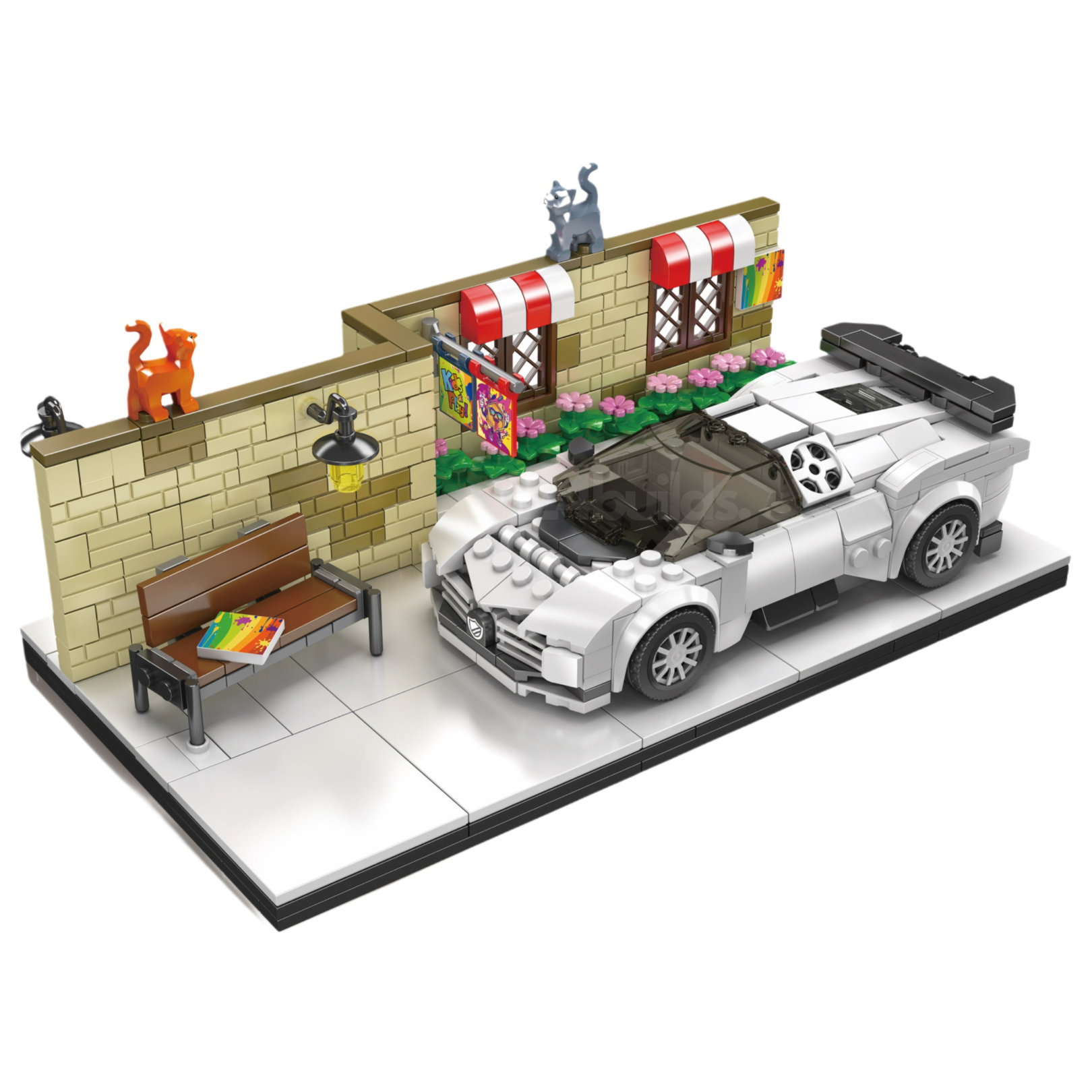 Brick MOC French Hypercar Street Scene | 592pcs - Brick Car Merchant