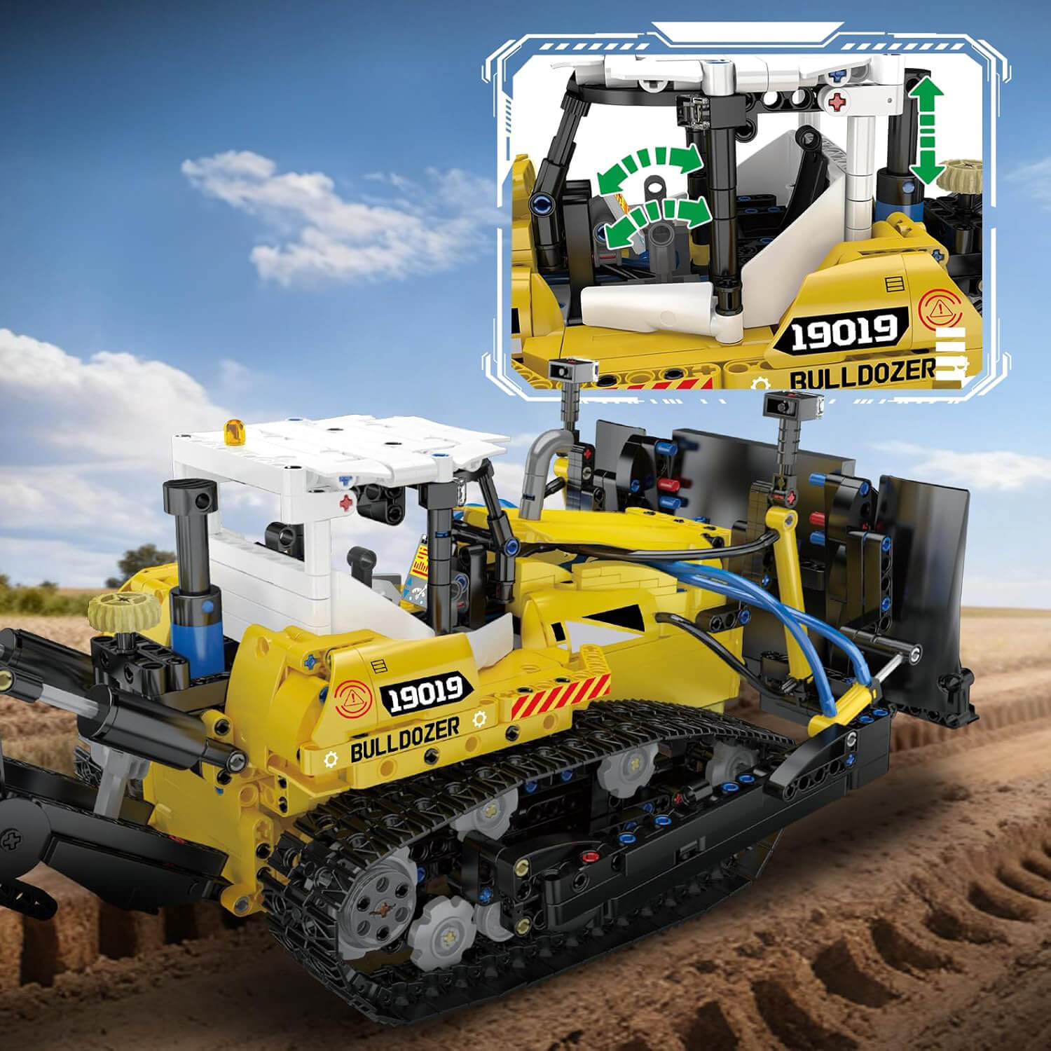 Brick MOC Professional Pneumatic Bulldozer | 1199pcs - Brick Car Merchant