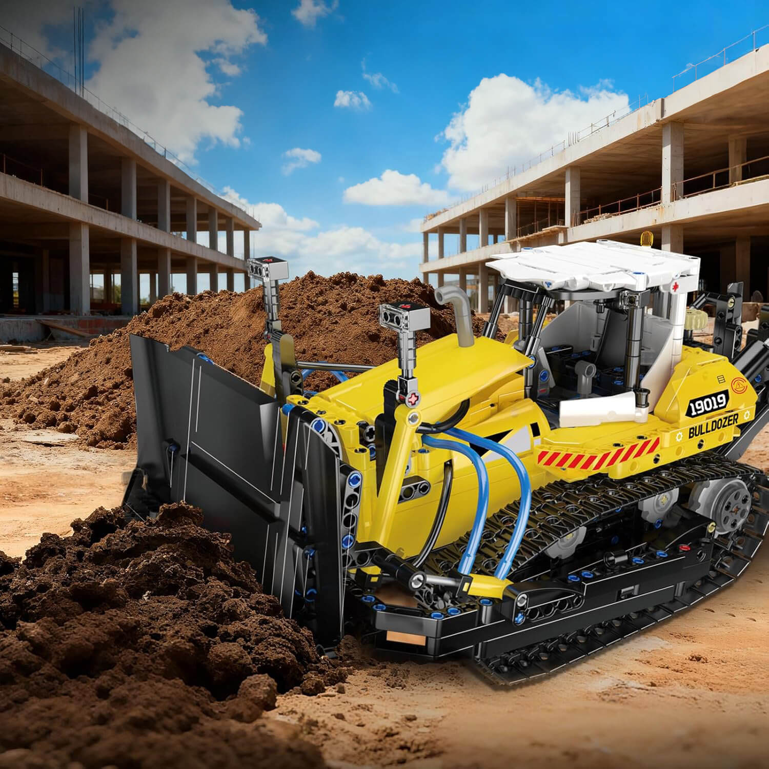 Brick MOC Professional Pneumatic Bulldozer | 1199pcs - Brick Car Merchant