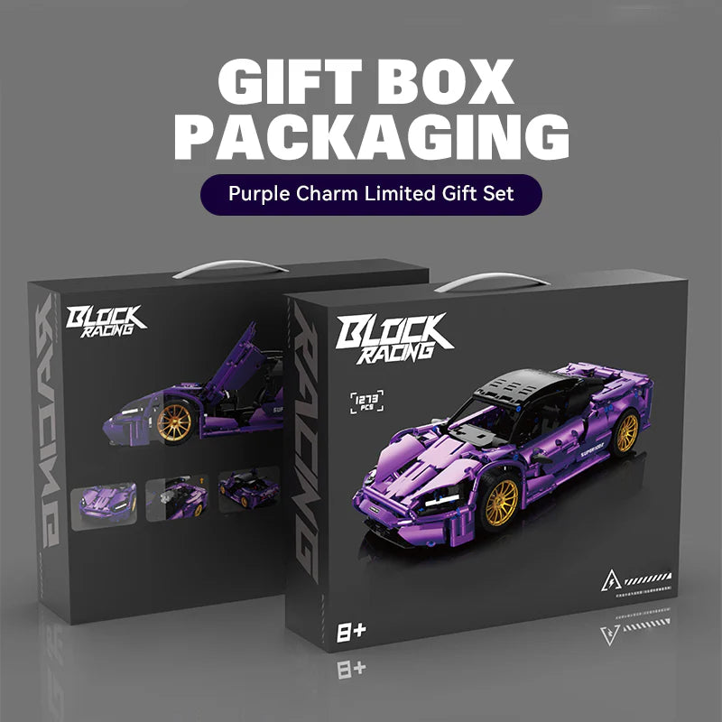Brick MOC Purple Phantom Sports Car | Remote Control, Opening Features, 1273 pcs - Brick Car Merchant
