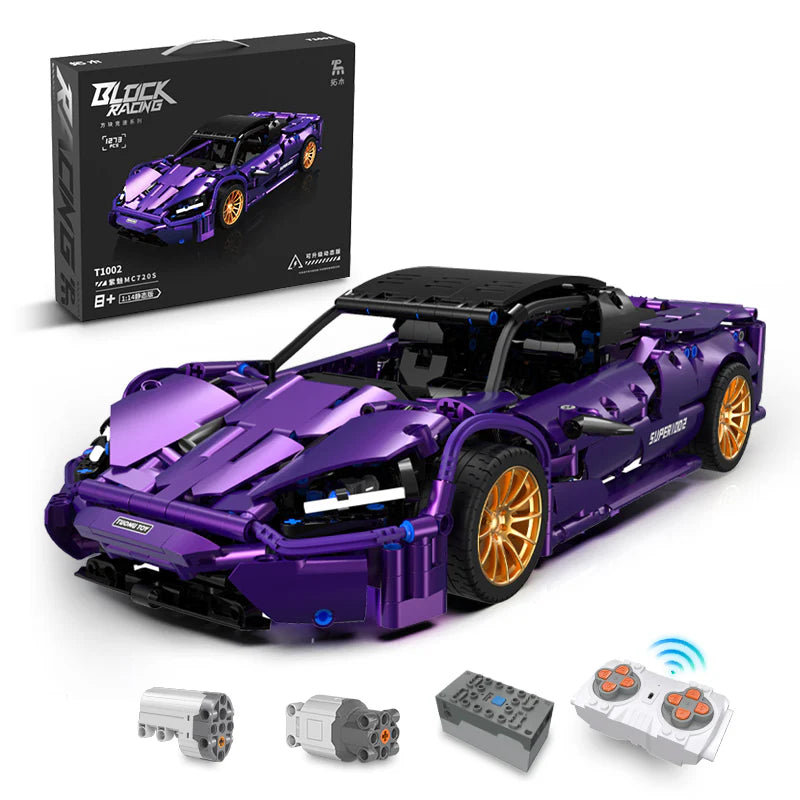 Brick MOC Purple Phantom Sports Car | Remote Control, Opening Features, 1273 pcs - Brick Car Merchant