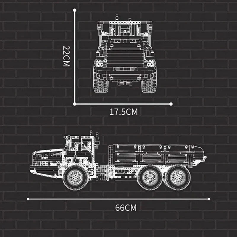 Brick MOC RC Articulated Dump Truck | 1888pcs - Brick Car Merchant