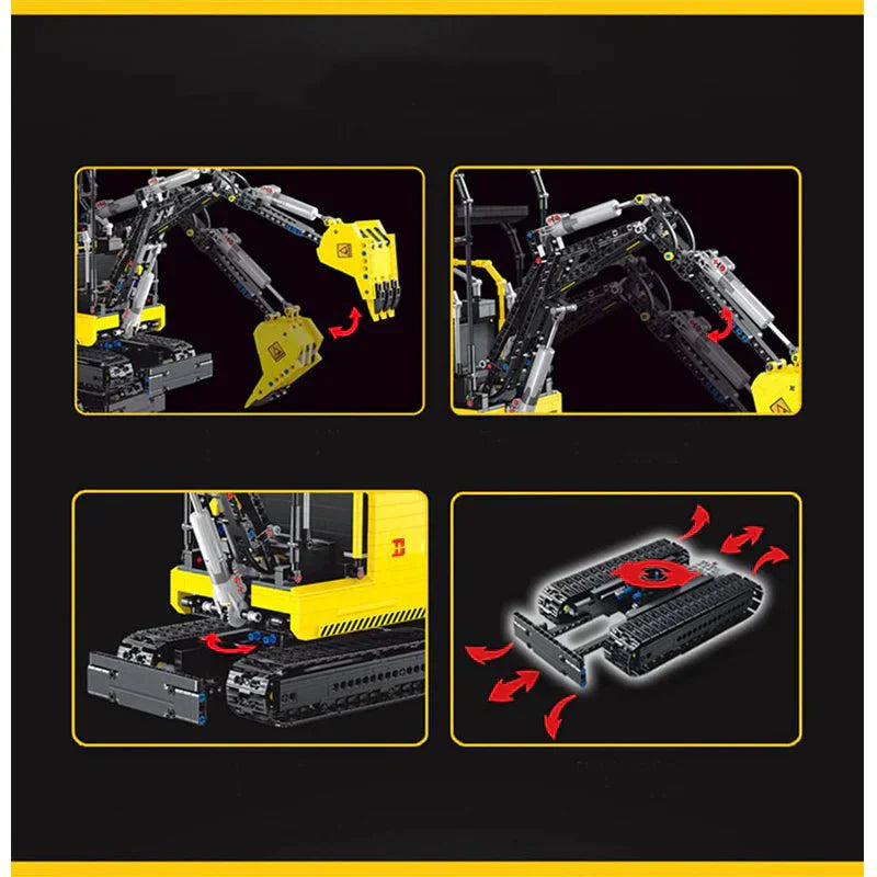 Brick MOC RC Mini Excavator | 1717pcs - Brick Car Merchant