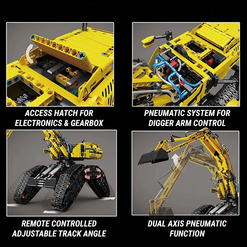 Brick MOC RC Morphing Excavator | 2236pcs - Brick Car Merchant