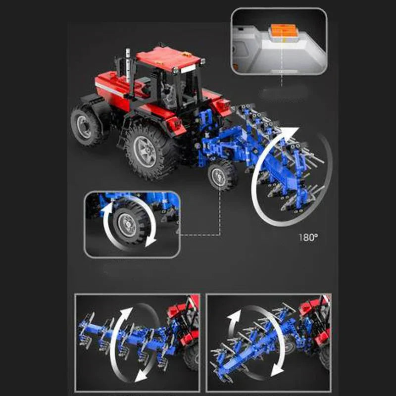 Brick MOC RC Plowing Tractor | 1675pcs - Brick Car Merchant